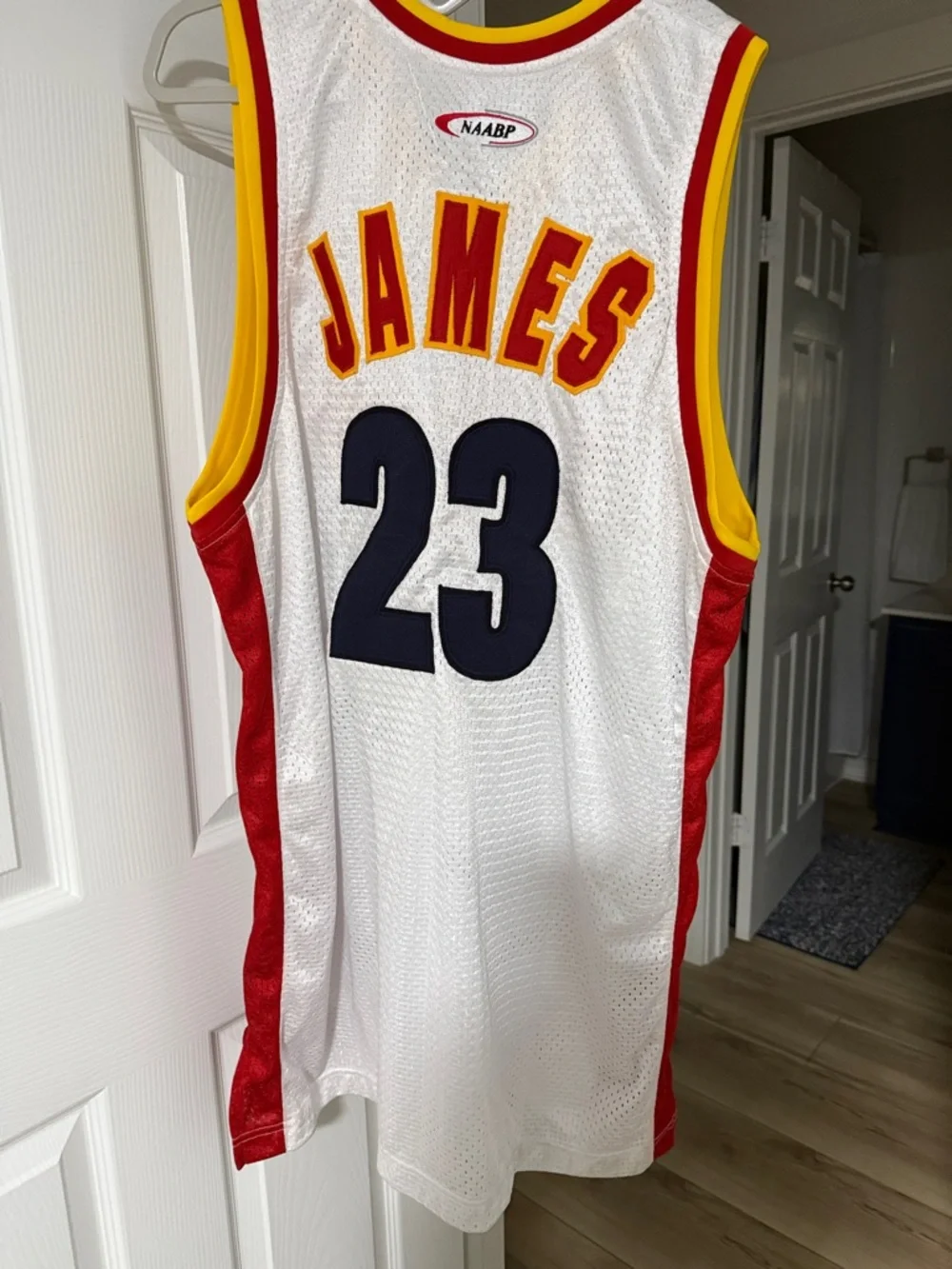 Cavaliers White/Red Basketball Jersey - Team Logo #23 - Picture 3 of 4